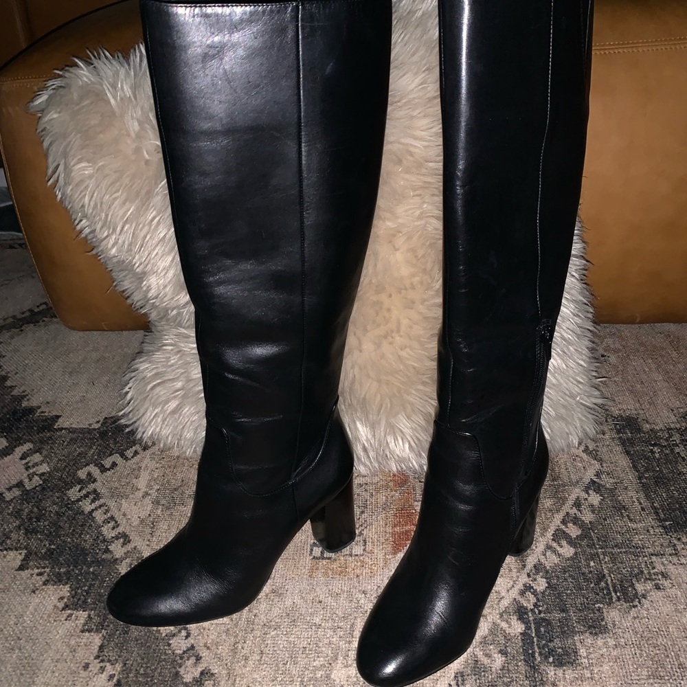 Black Leather Knee-High Boots